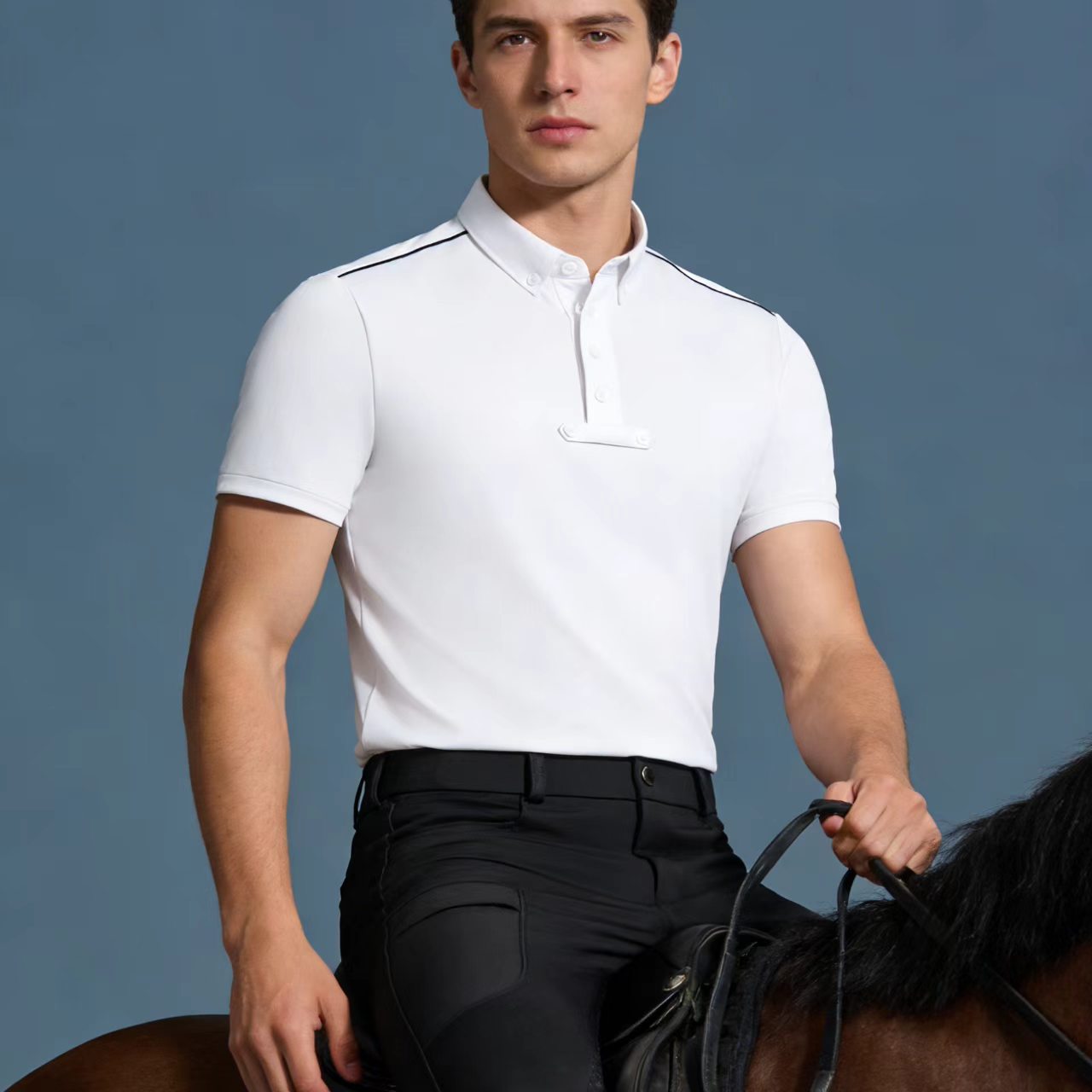Summer Equestrian Clothing - Camisa polo de equitação masculina em