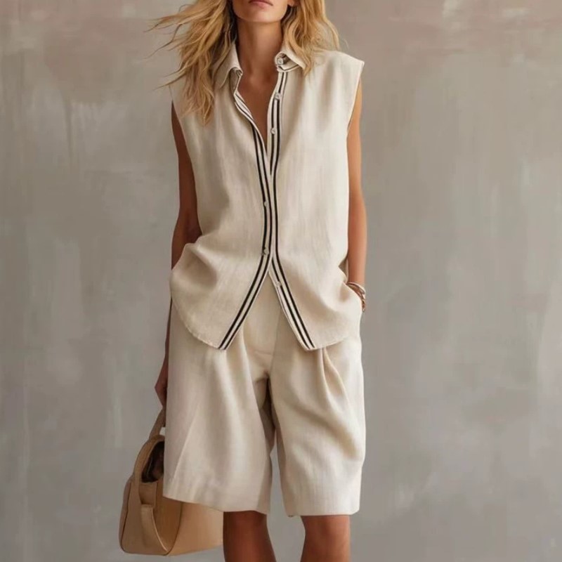 Summer Clothing Linen - Conjunto de Verão Feminino Casual de
