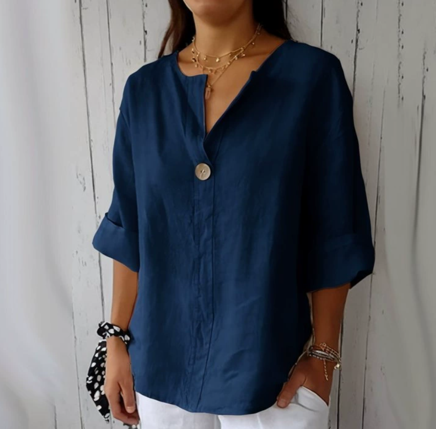 Summer Clothing Linen - Camisa Casual de Algodão e Linho