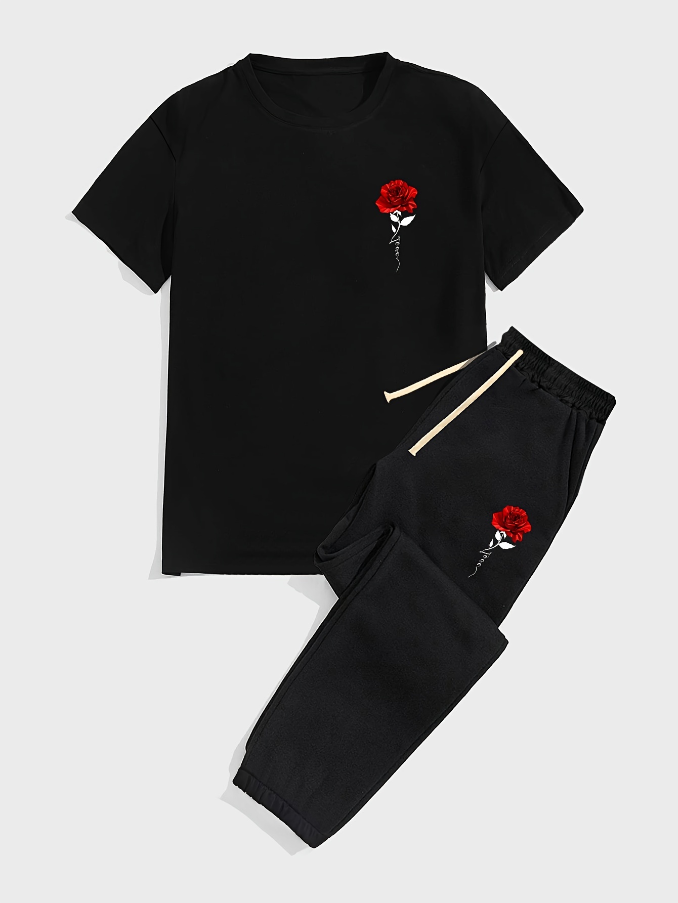 Summer Rose Clothing - Moda masculina novo verão rosa impressão