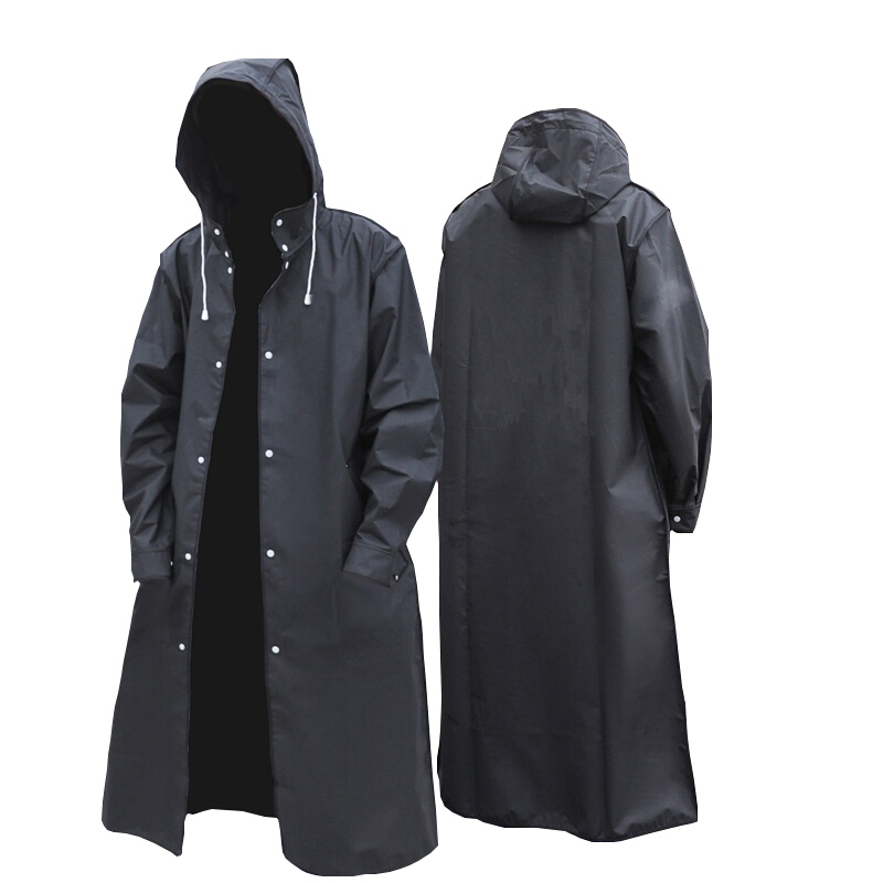 Summer Rain Clothing - Preto moda adulto impermeável longo capa