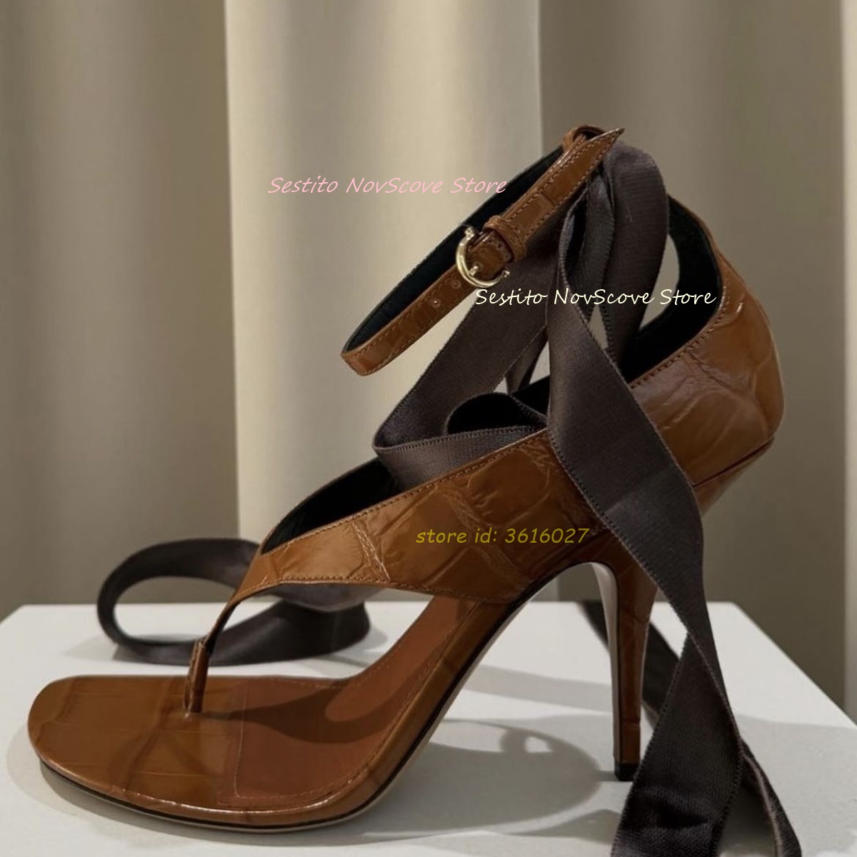 Summer Clothing Offers - Marrom dedo do pé aberto rendas