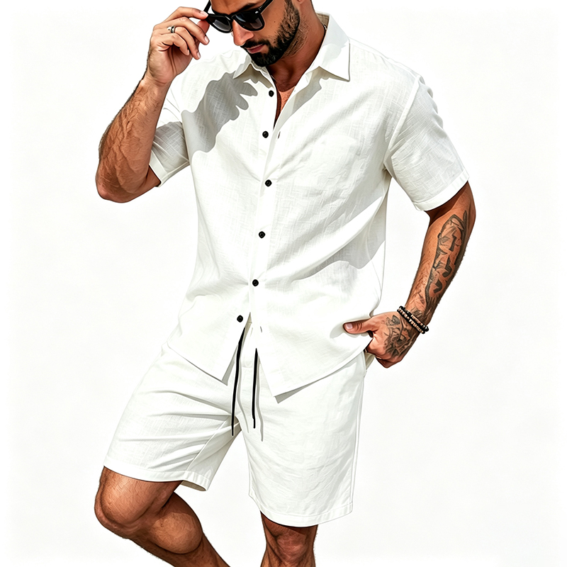 Conjunto Masculino de Linho de - Summer Clothing Linen avaliação e preço