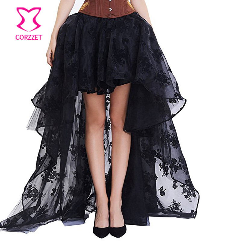 Preto floral chiffon frente cu - Summer Victorian Clothing avaliação e preço