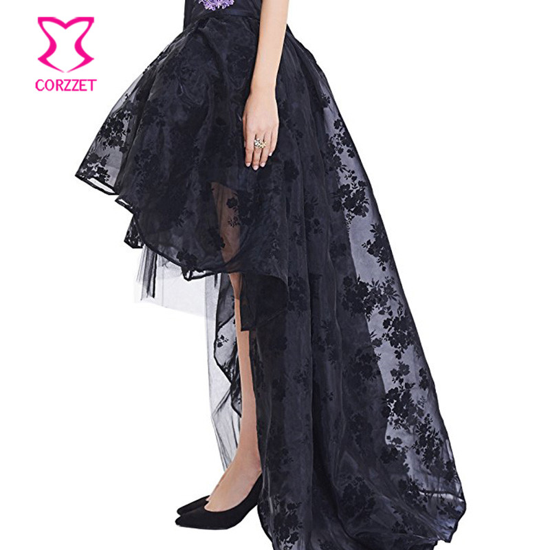 Preto floral chiffon frente cu - Summer Victorian Clothing avaliação e preço