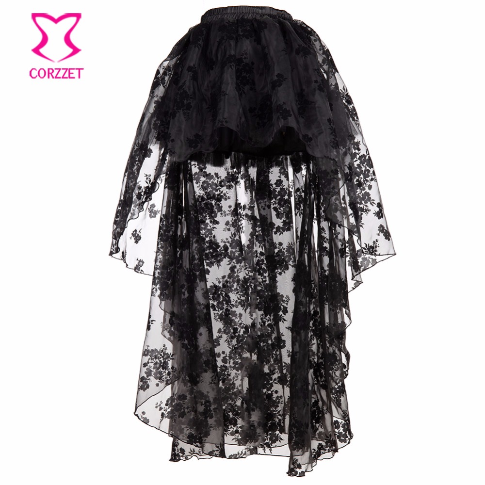 Preto floral chiffon frente cu - Summer Victorian Clothing avaliação e preço