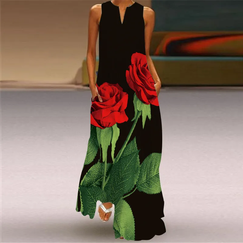 Vestido longo com estampa de r - Summer Rose Clothing avaliação e preço