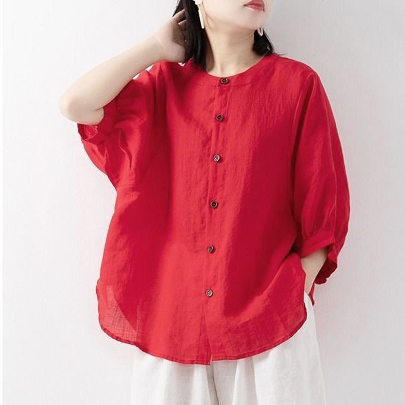 Camisa de algodão e linho femi - Summer Clothing Linen avaliação e preço