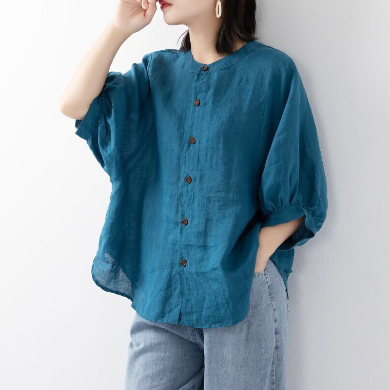 Camisa de algodão e linho femi - Summer Clothing Linen avaliação e preço