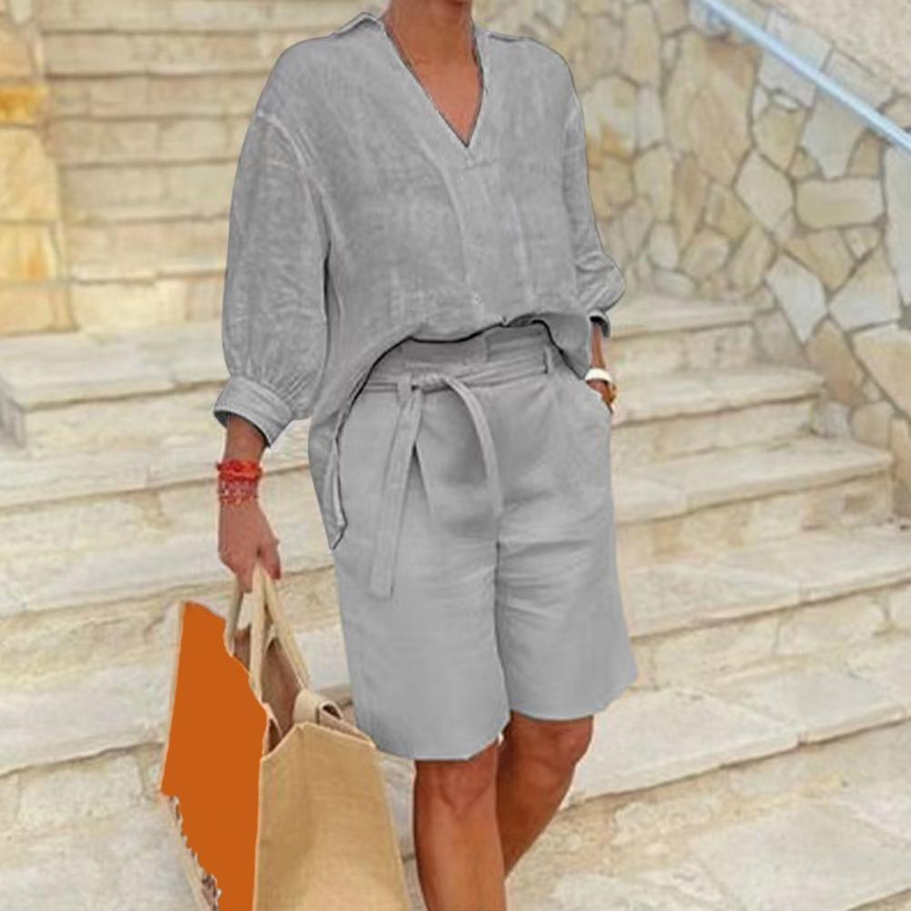 Conjunto Feminino de Algodão e - Summer Clothing Linen avaliação e preço