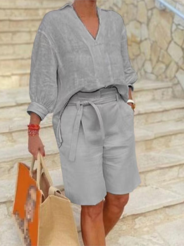 Ternos femininos estilo elegan - Summer Clothing Linen avaliação e preço