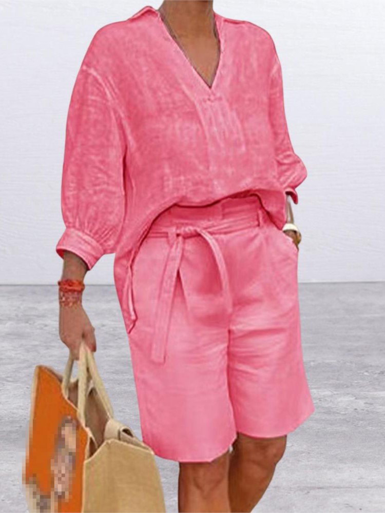 Ternos femininos estilo elegan - Summer Clothing Linen avaliação e preço