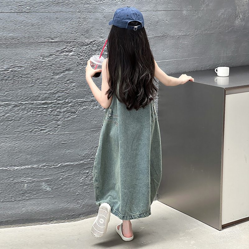 Vintage azul crianças meninas  - Summer Clothing Linen avaliação e preço